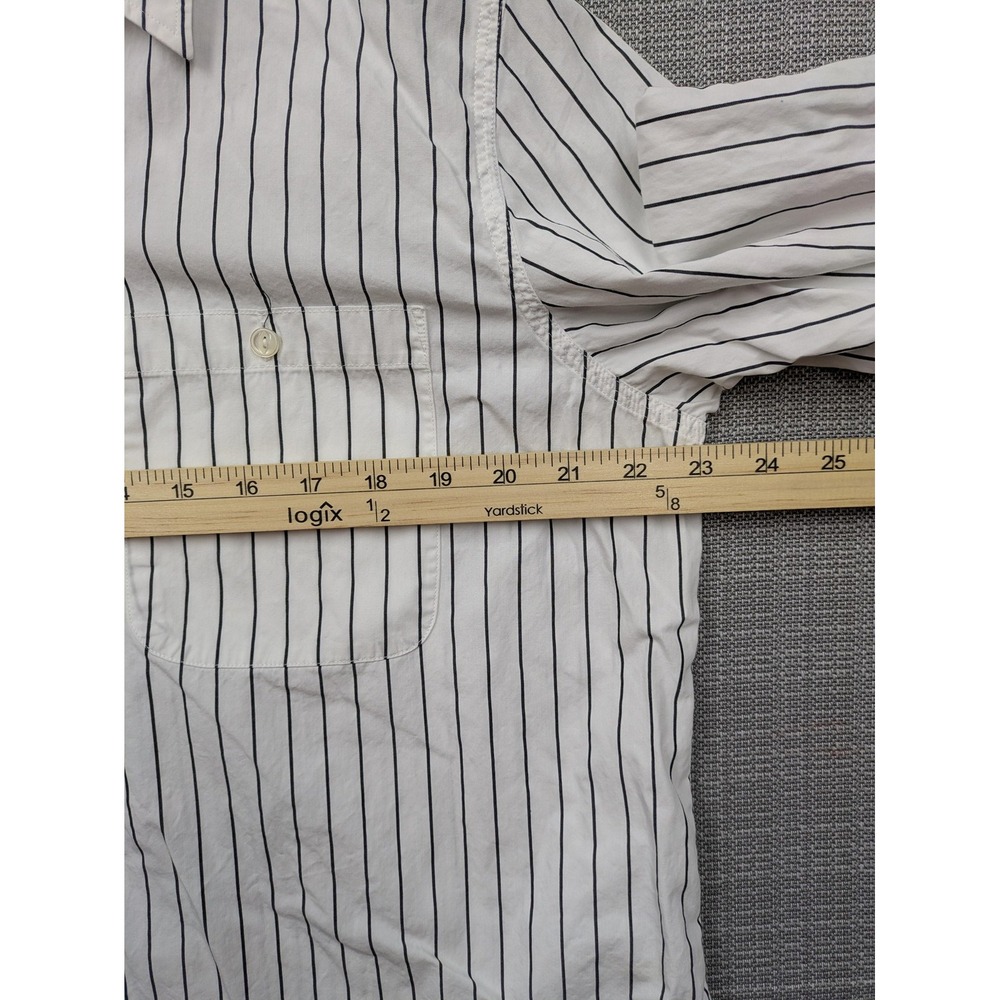 Lauren Jeans Co. Shirt Womens XL White Stripe Button Up Long Sleeve Cotton - Picture 6 of 8